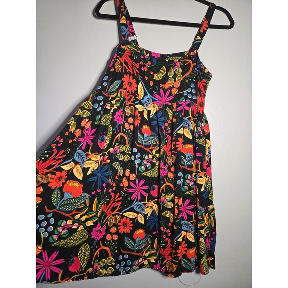 Natural Life Floral Sundress Black Multicolor Strappy Fit & Flare Women's Medium - Picture 2 of 7